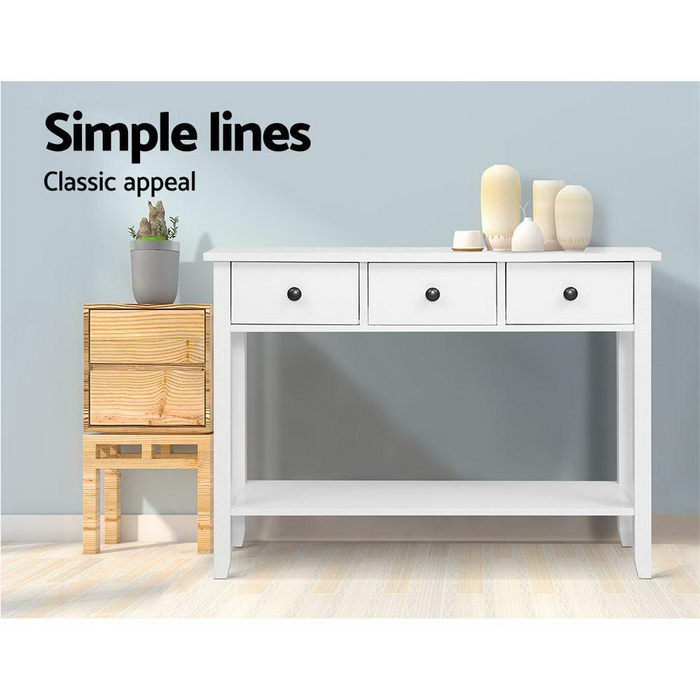 Hallway Console Table Hall Side Entry 3 Drawers Display White Desk Furniture - John Cootes