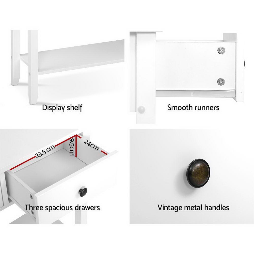Hallway Console Table Hall Side Entry 3 Drawers Display White Desk Furniture - John Cootes