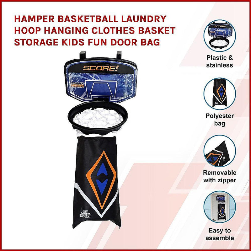 Hamper Basketball Laundry Hoop Hanging Clothes Basket Storage Kids Fun Door Bag - John Cootes