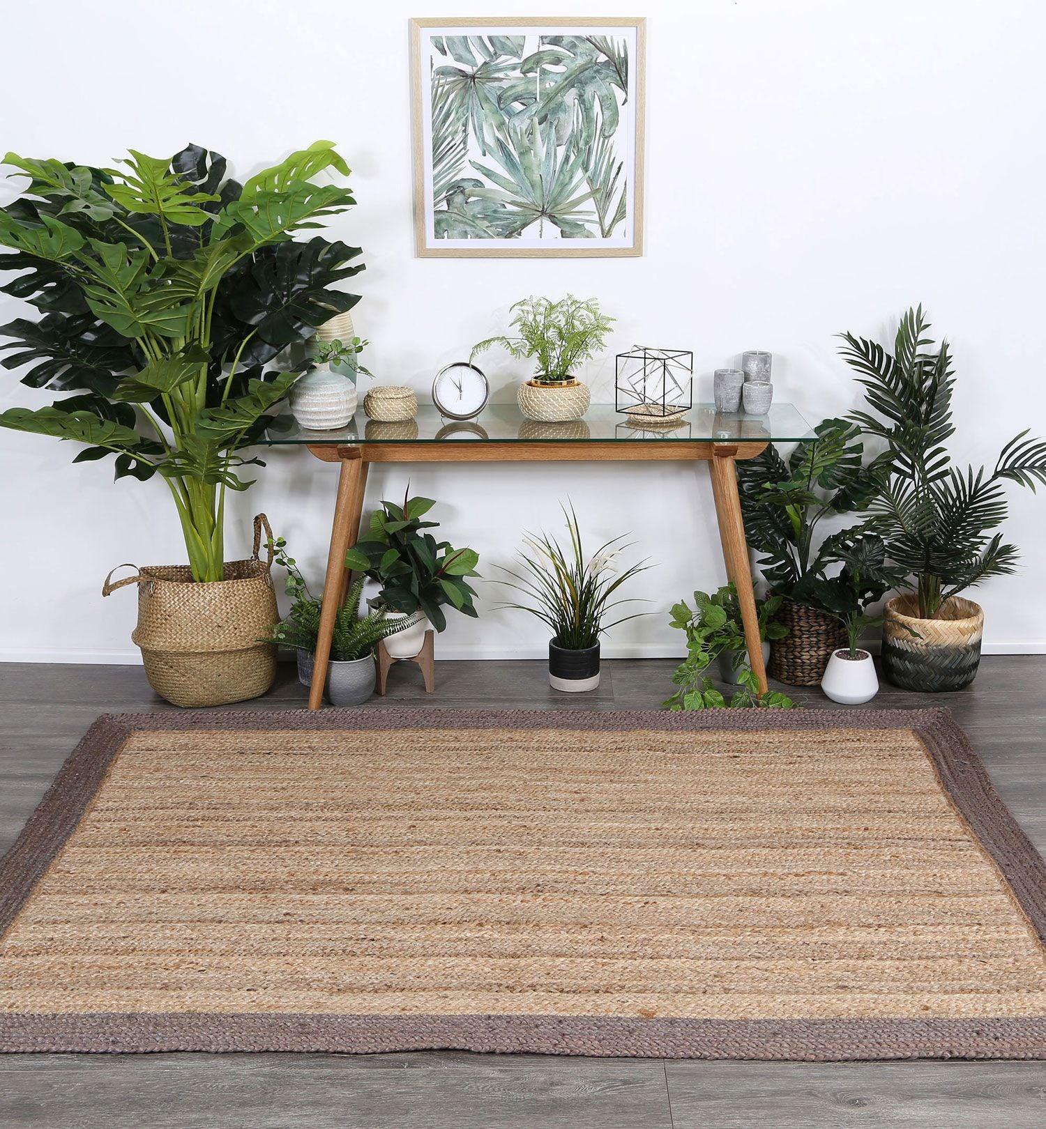 Hampton Beige Border Jute Rug 150x220cm - John Cootes