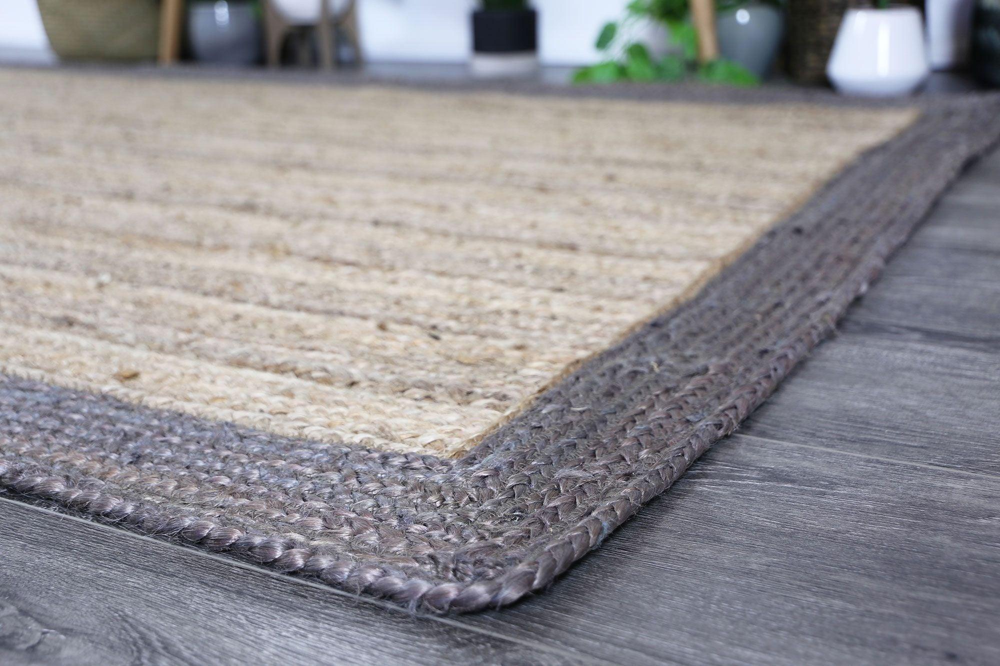 Hampton Beige Border Jute Rug 150x220cm - John Cootes