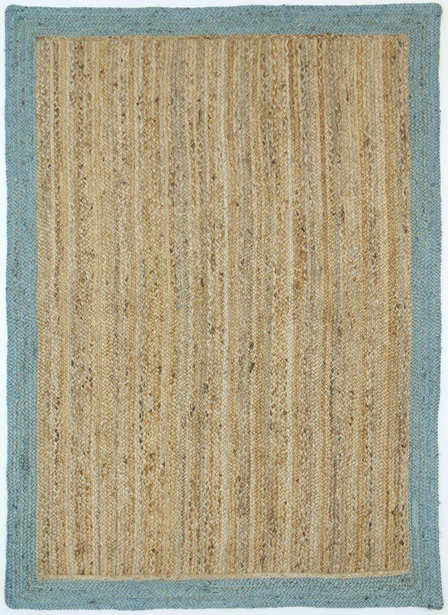Hampton Blue Border Jute Rug 150x220cm - John Cootes