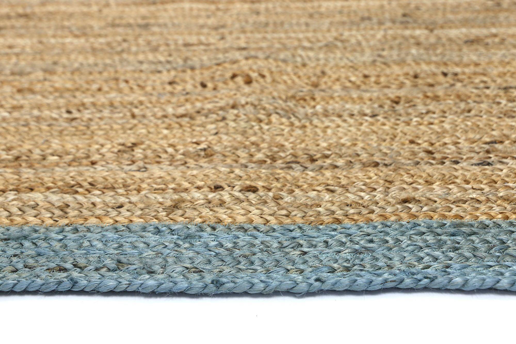 Hampton Blue Border Jute Rug 150x220cm - John Cootes