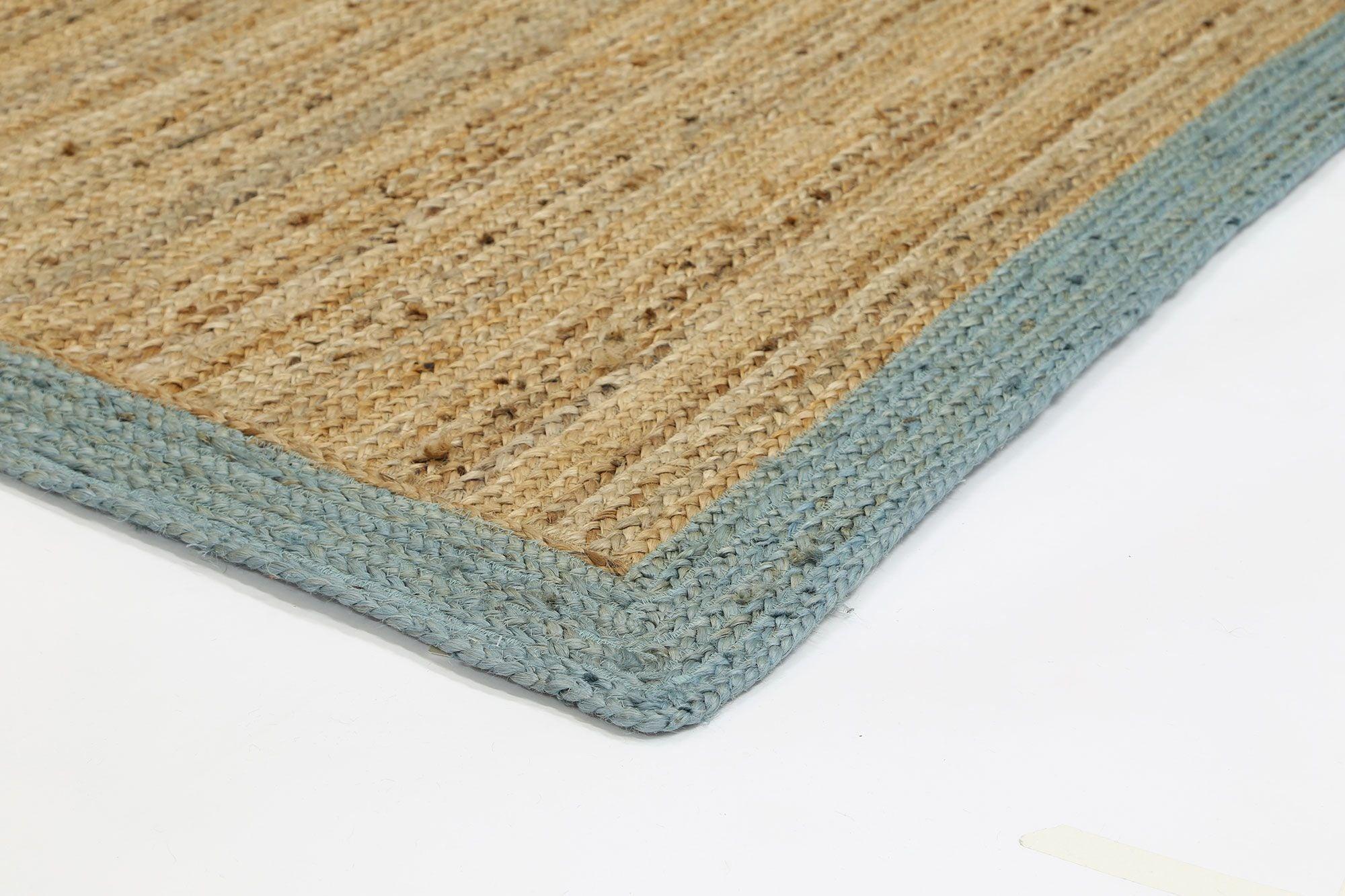 Hampton Blue Border Jute Rug 150x220cm - John Cootes