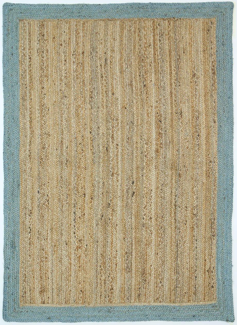 Hampton Blue Border Jute Rug 190x280cm - John Cootes