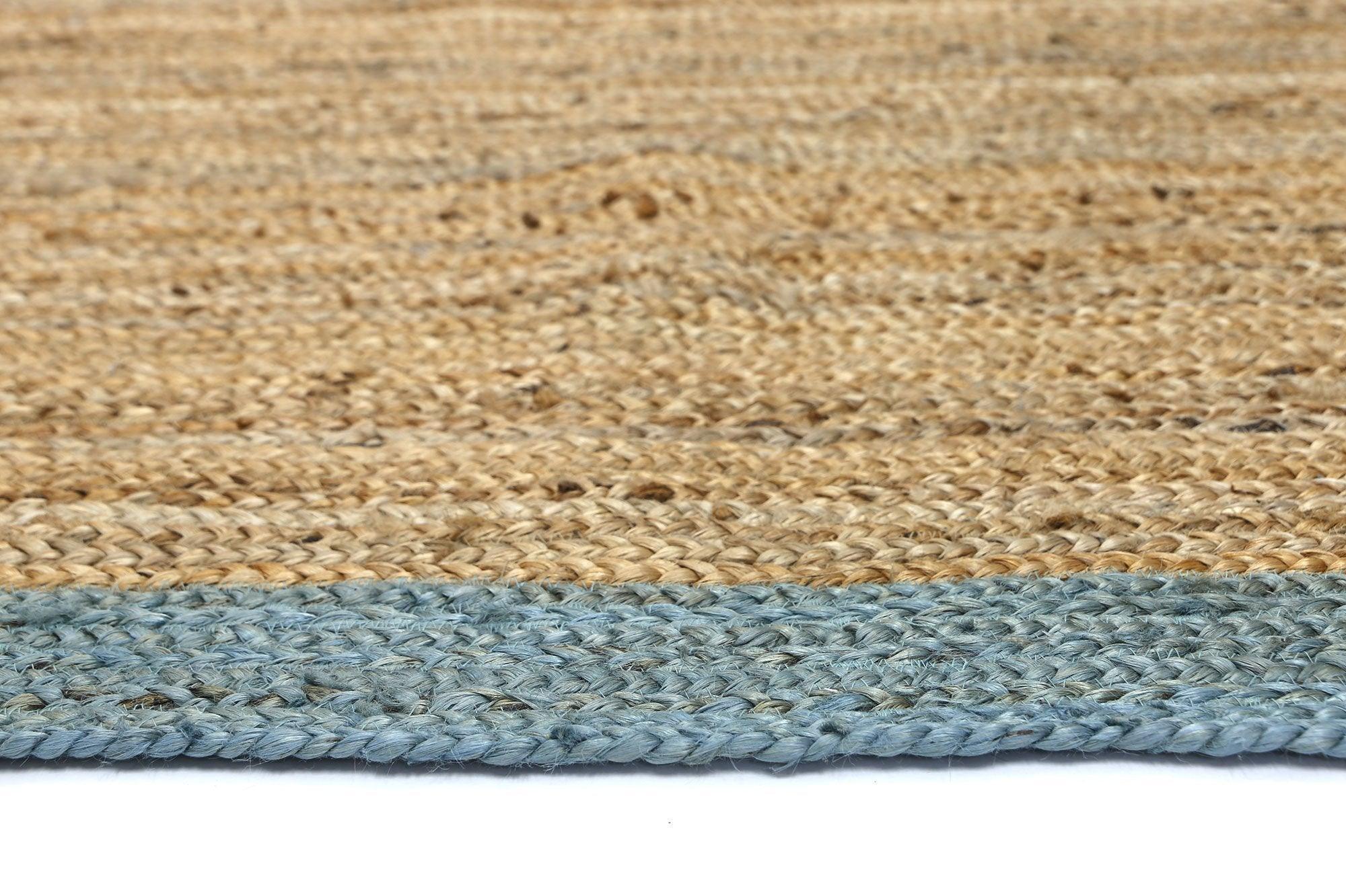 Hampton Blue Border Jute Rug 190x280cm - John Cootes