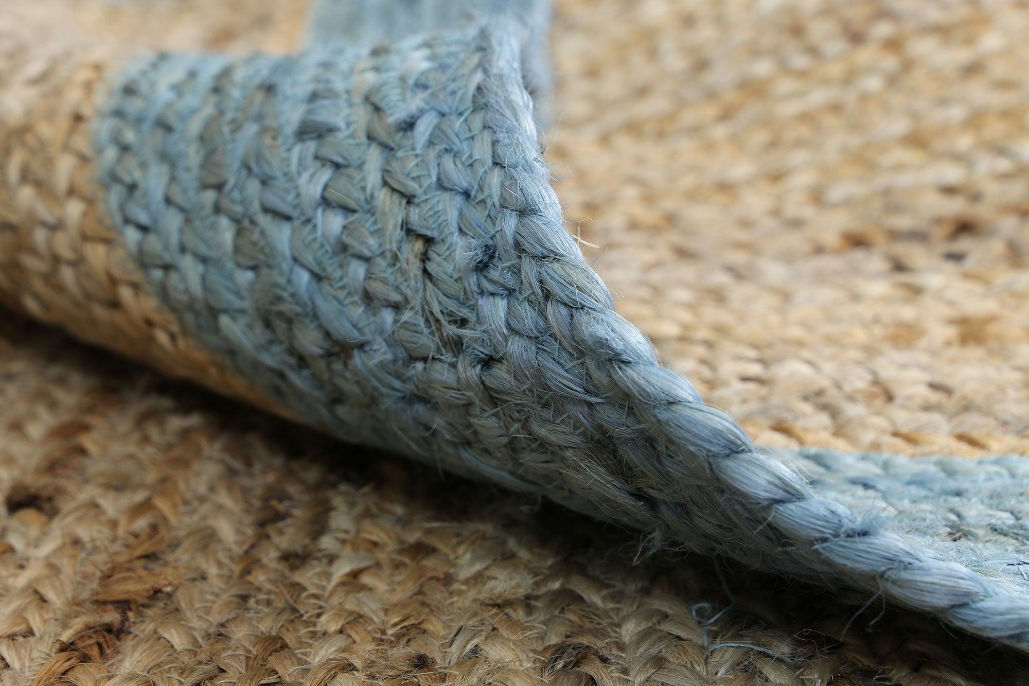 Hampton Blue Border Jute Rug 190x280cm - John Cootes