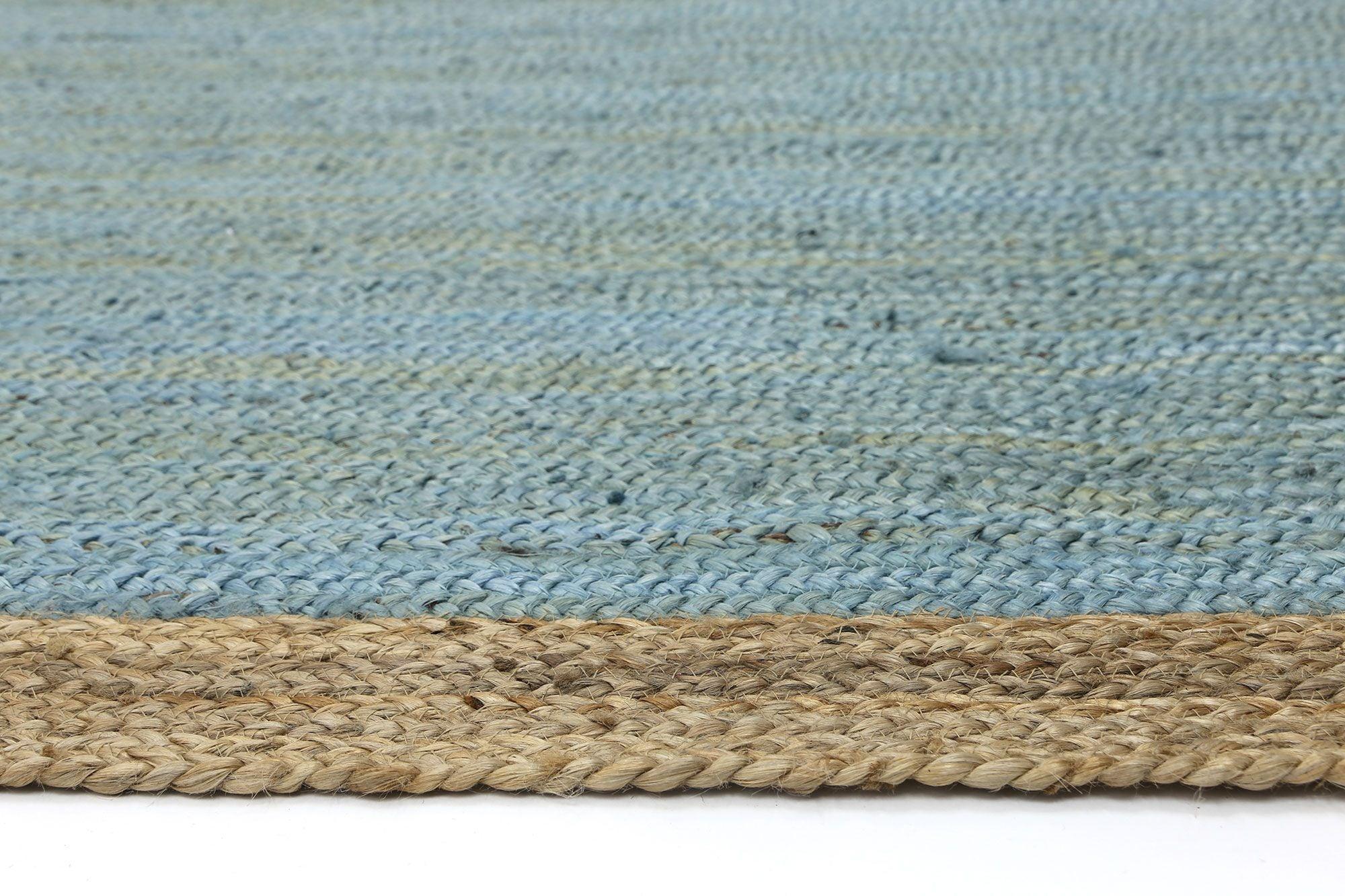 Hampton Blue Centre Jute Rug 150x220cm - John Cootes