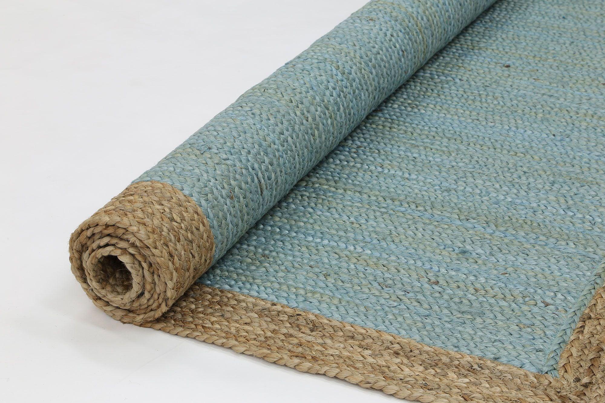 Hampton Blue Centre Jute Rug 150x220cm - John Cootes