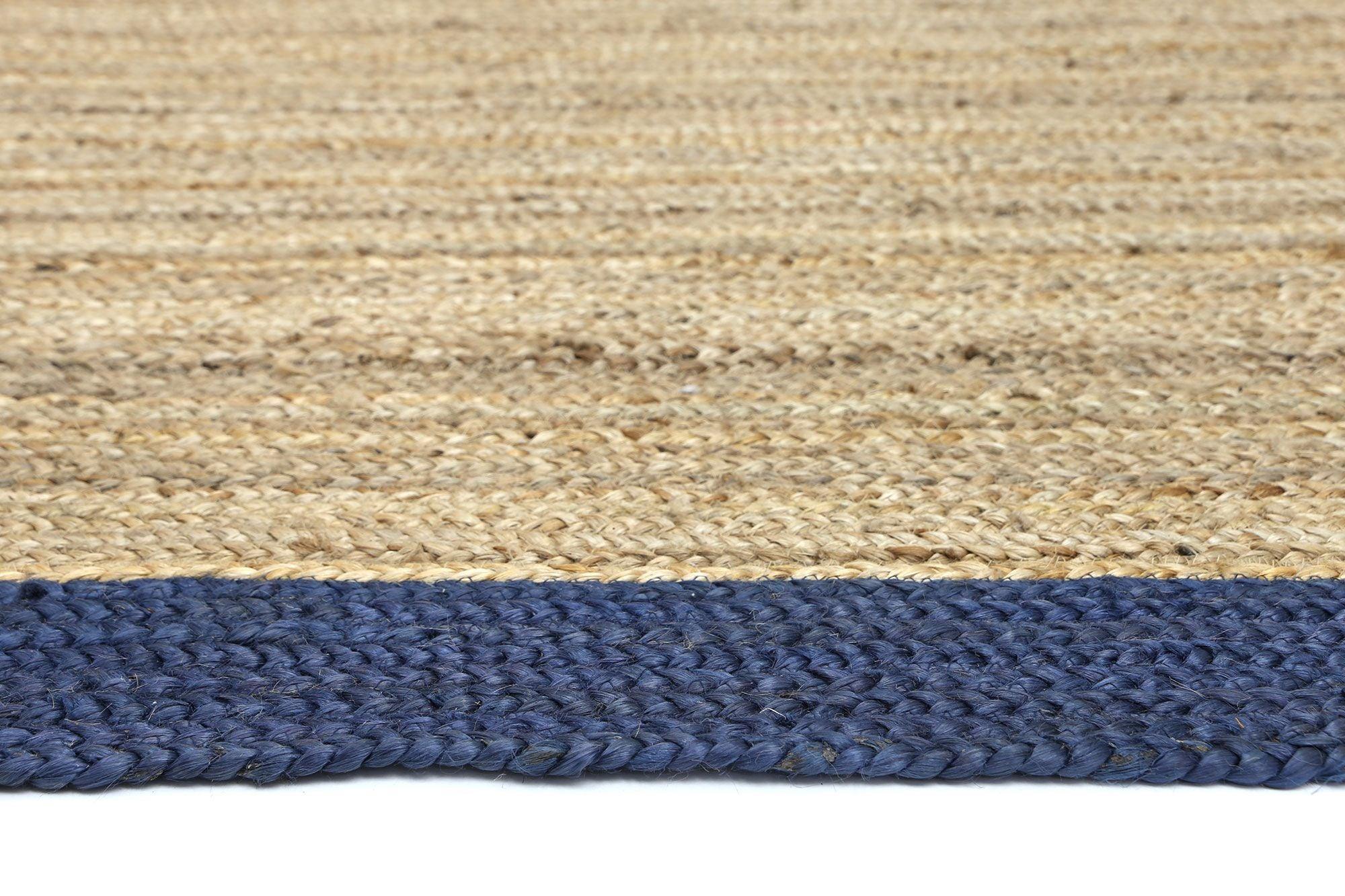 Hampton Navy Blue Border Jute Rug 150x220cm - John Cootes