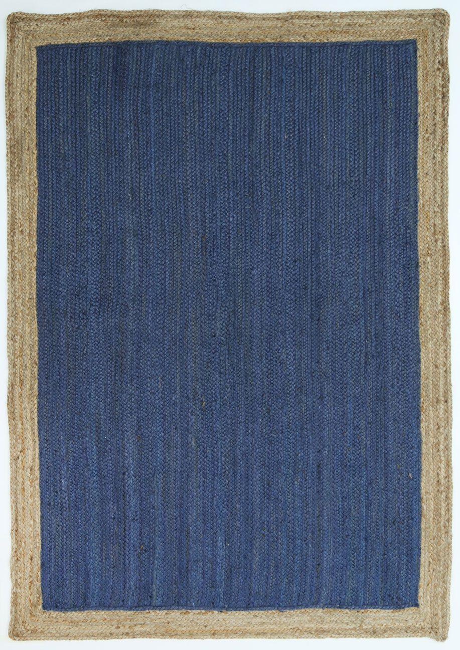 Hampton Navy Blue Centre Jute Rug 150x220cm - John Cootes