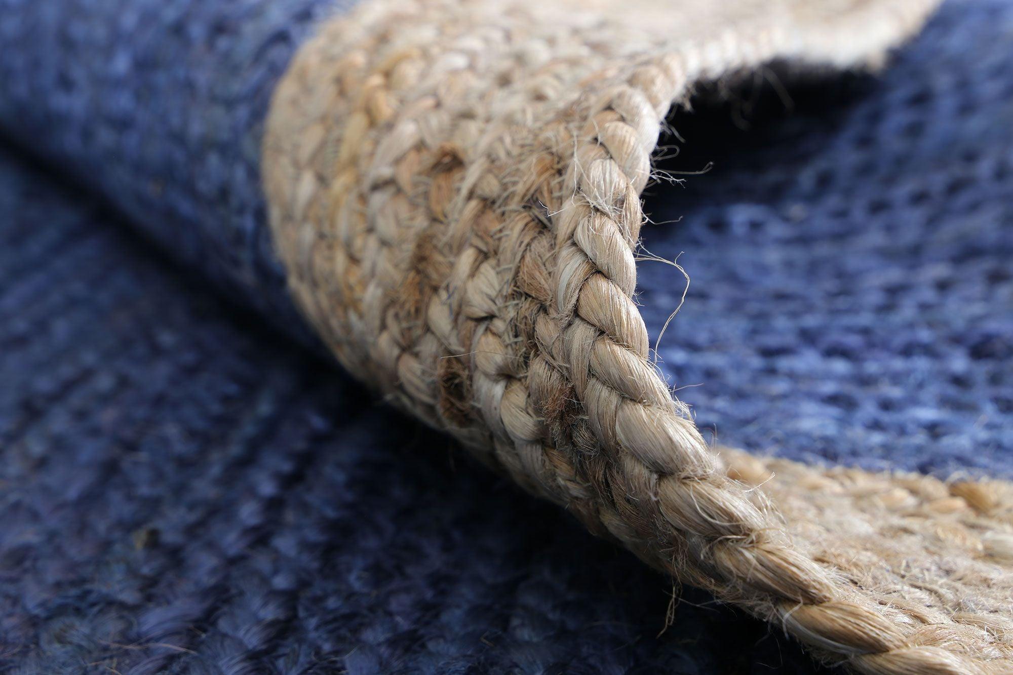 Hampton Navy Blue Centre Jute Rug 150x220cm - John Cootes