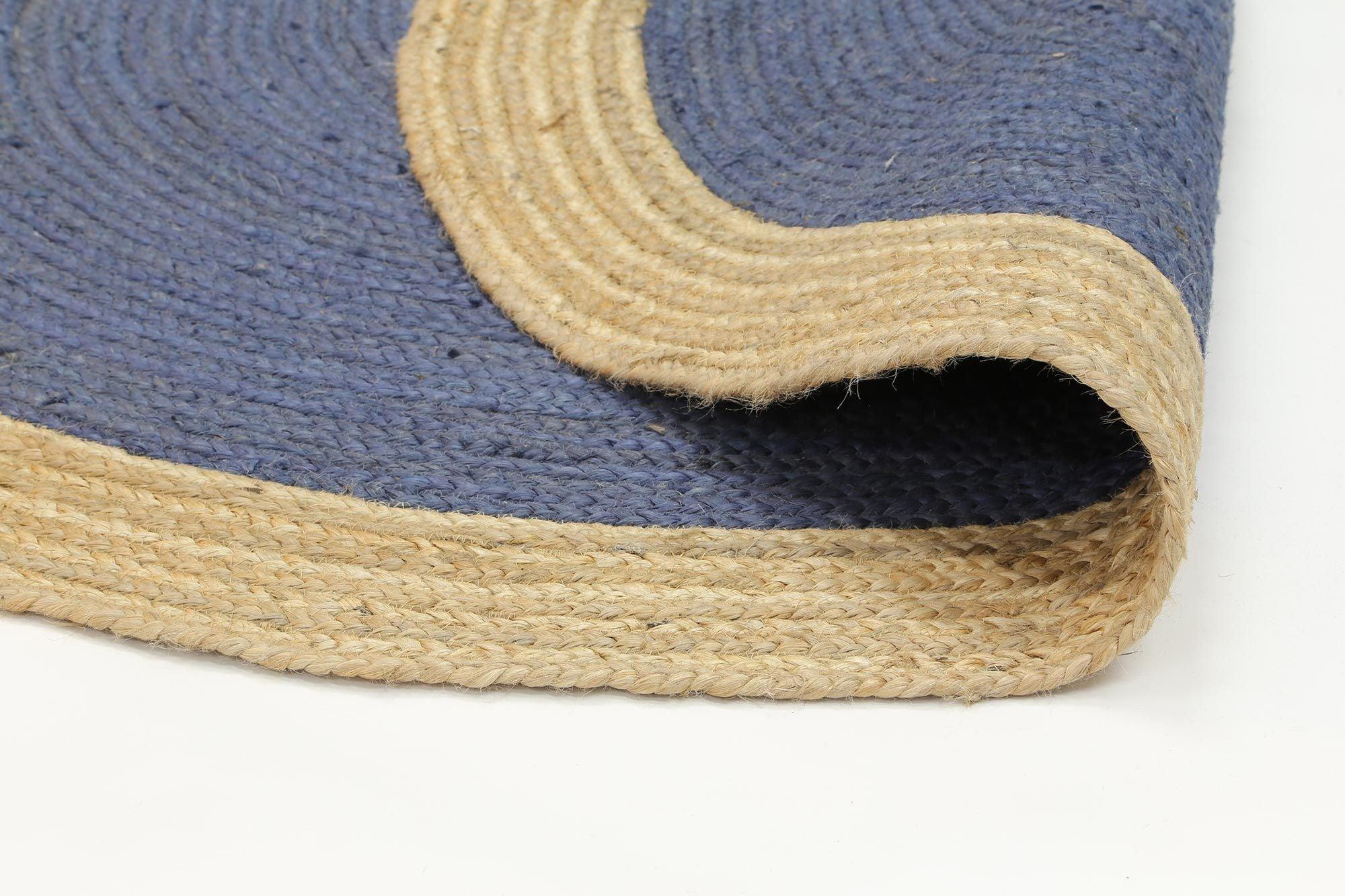 Hampton Navy Blue Centre Jute Rug 200x200cm Round - John Cootes