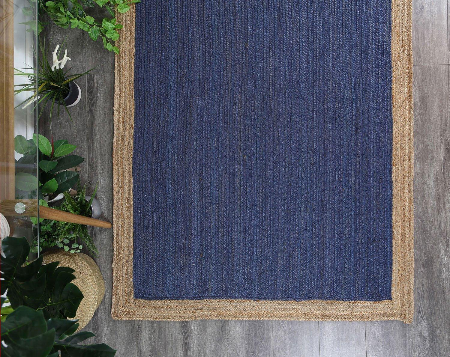 Hampton Navy Blue Centre Jute Rug 230x320cm - John Cootes