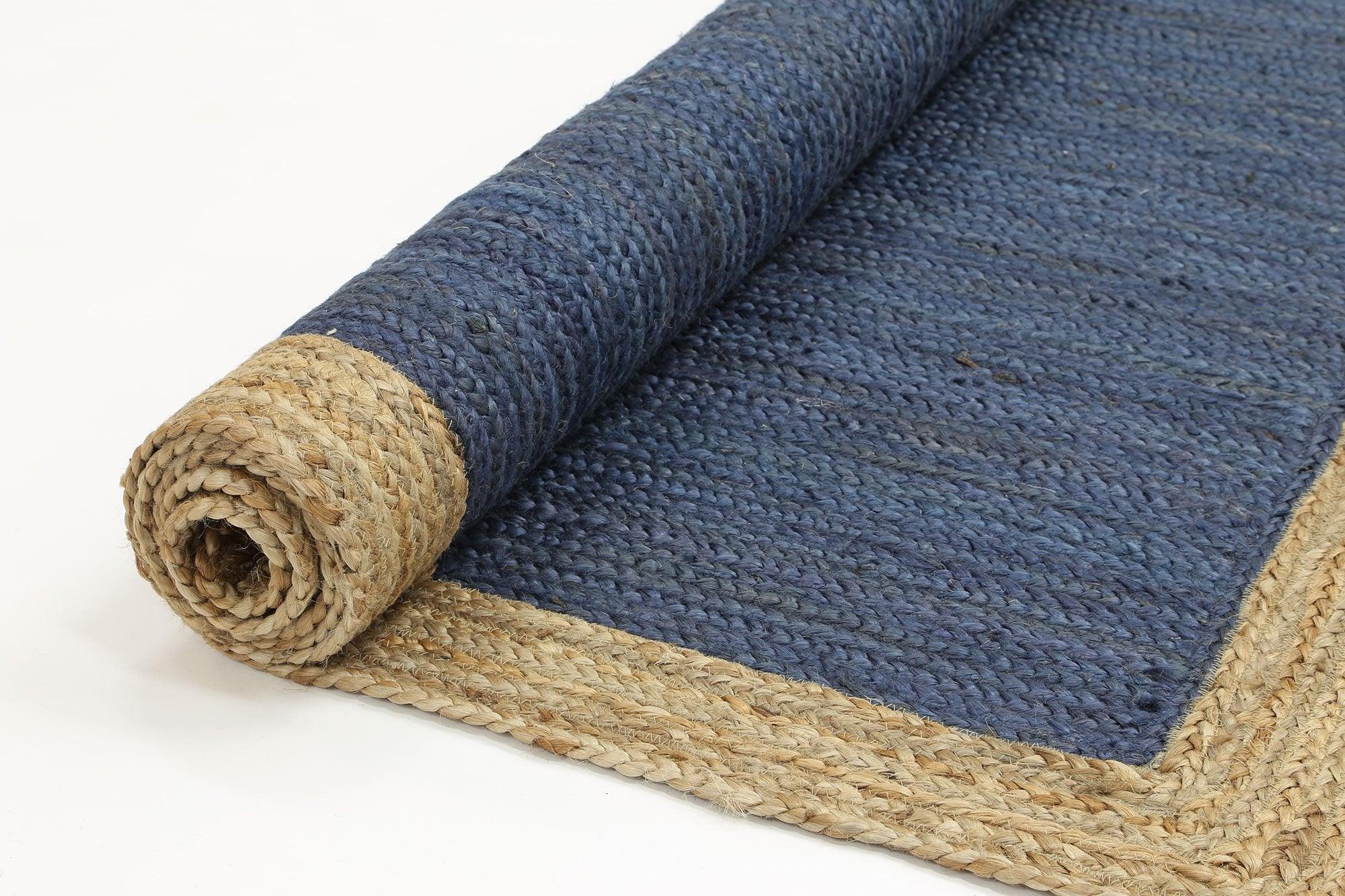Hampton Navy Blue Centre Jute Rug 230x320cm - John Cootes