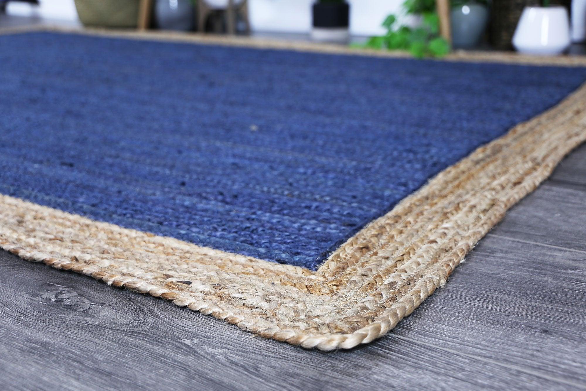Hampton Navy Blue Centre Jute Rug 230x320cm - John Cootes