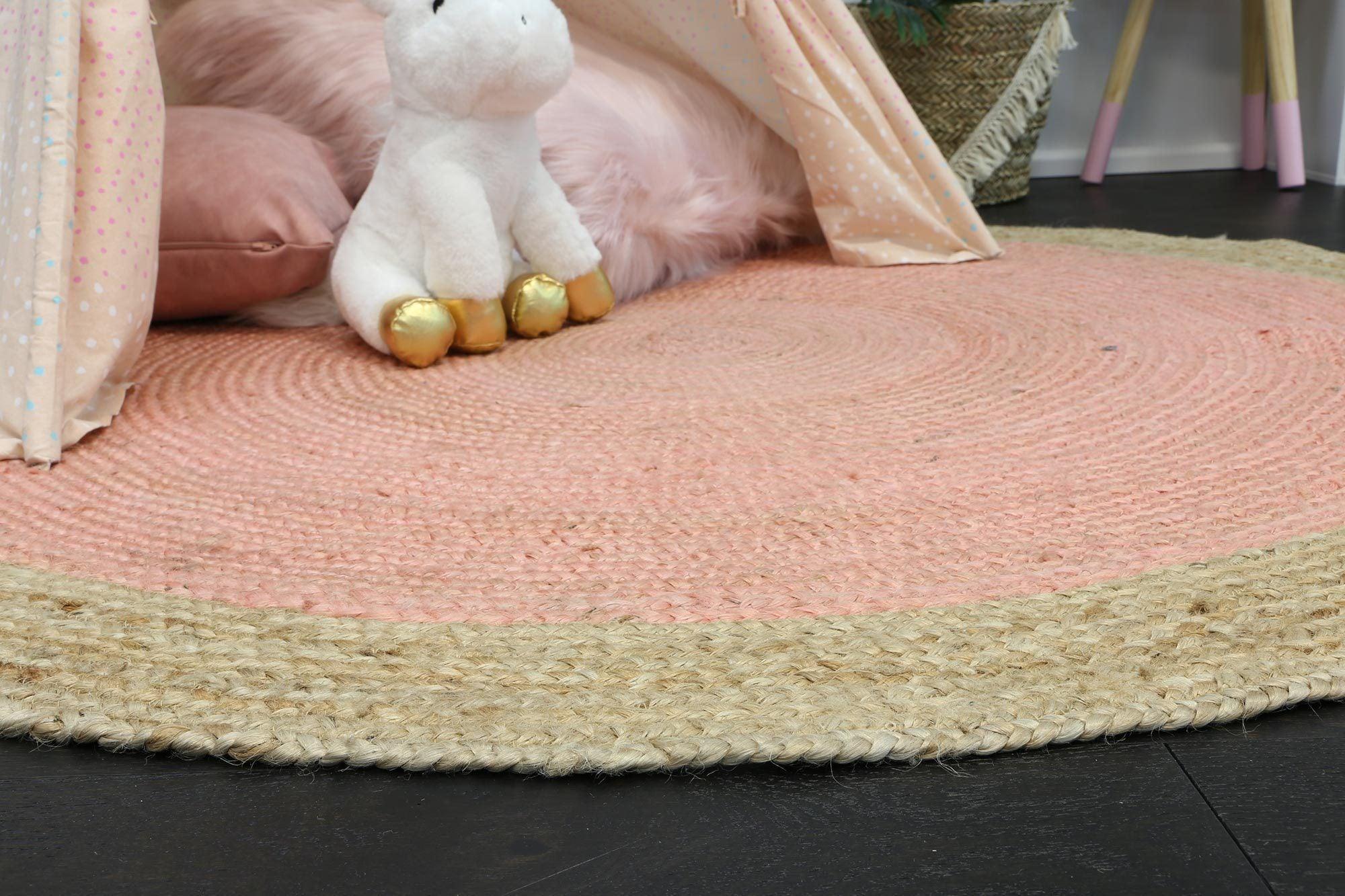 Hampton Pink Centre Jute Round Rug 240x240cm Round - John Cootes