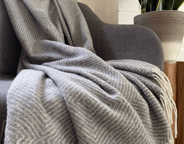 Hampton Throw - Merino Wool Blend - Light Grey - John Cootes