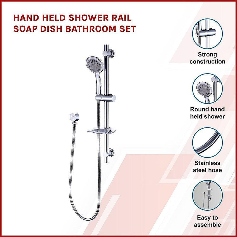 Hand Held Shower Rail Soap Dish Bathroom Set - John Cootes