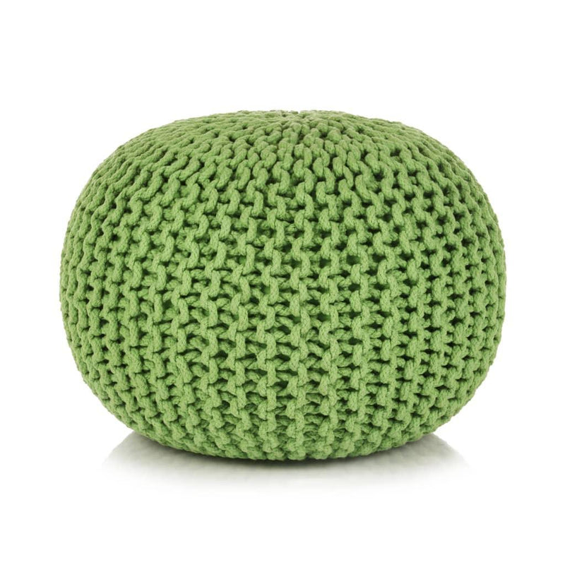 Hand-knitted Pouffe Cotton 50x35 Cm Green - John Cootes