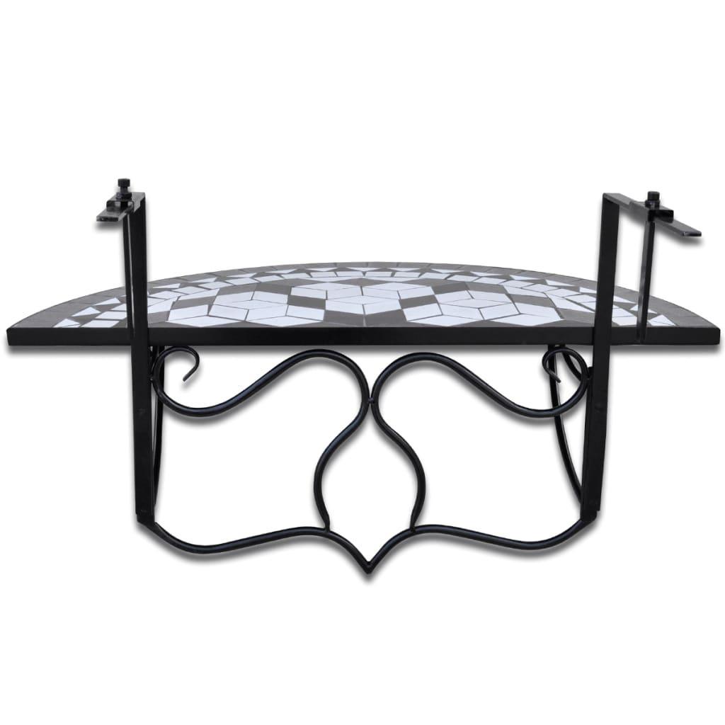 Hanging Balcony Table Black And White Mosaic - John Cootes