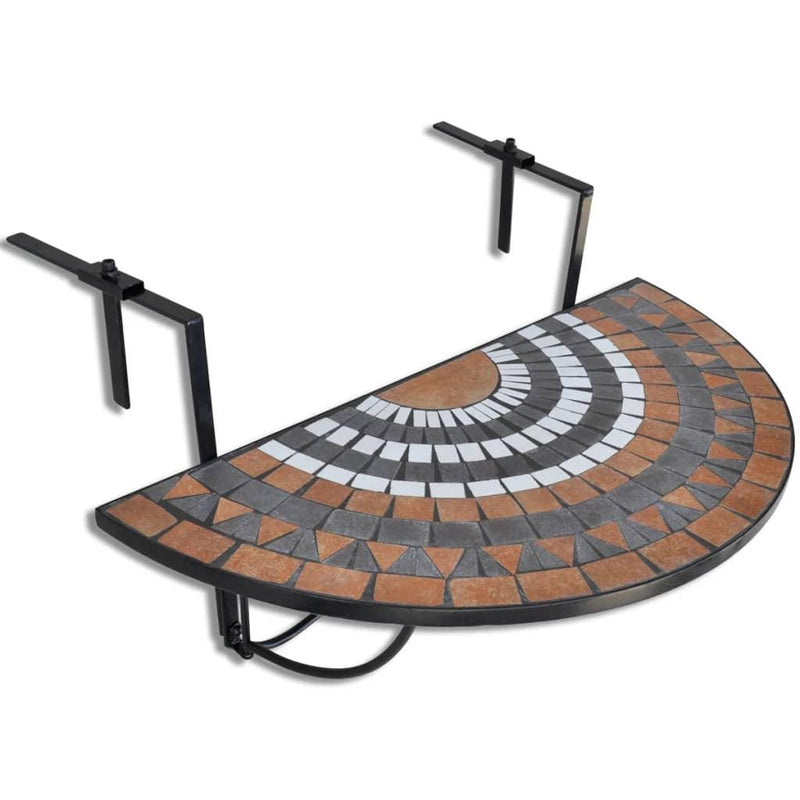 Hanging Balcony Table Terracotta And White Mosaic - John Cootes
