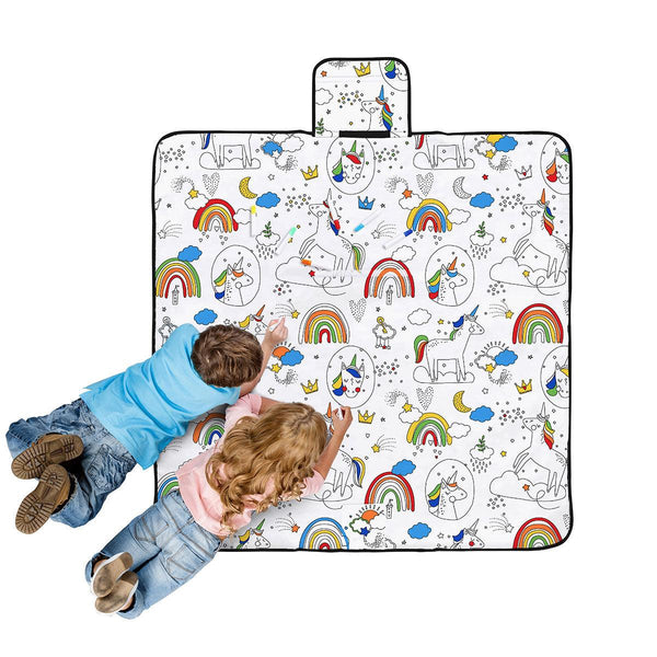Happy Kids Dream Big Colour Me In Picnic Blanket 125 x 125 cm - John Cootes
