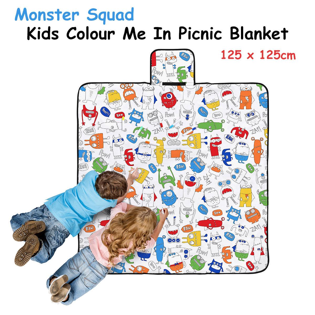 Happy Kids Monster Squad Colour Me In Picnic Blanket 125 x 125 cm - John Cootes