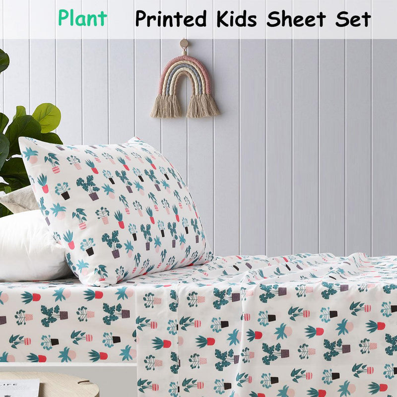 Happy Kids Plant Kids Printed Sheet Set King Single - John Cootes