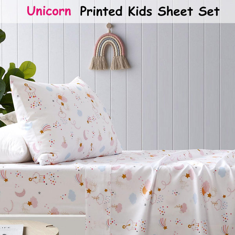 Happy Kids Unicorn Kids Printed Sheet Set Single - John Cootes