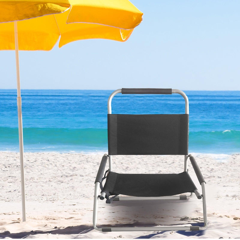 Havana Outdoors Beach Chair 2 Pack Folding Portable Summer Camping Outdoors - Black - John Cootes