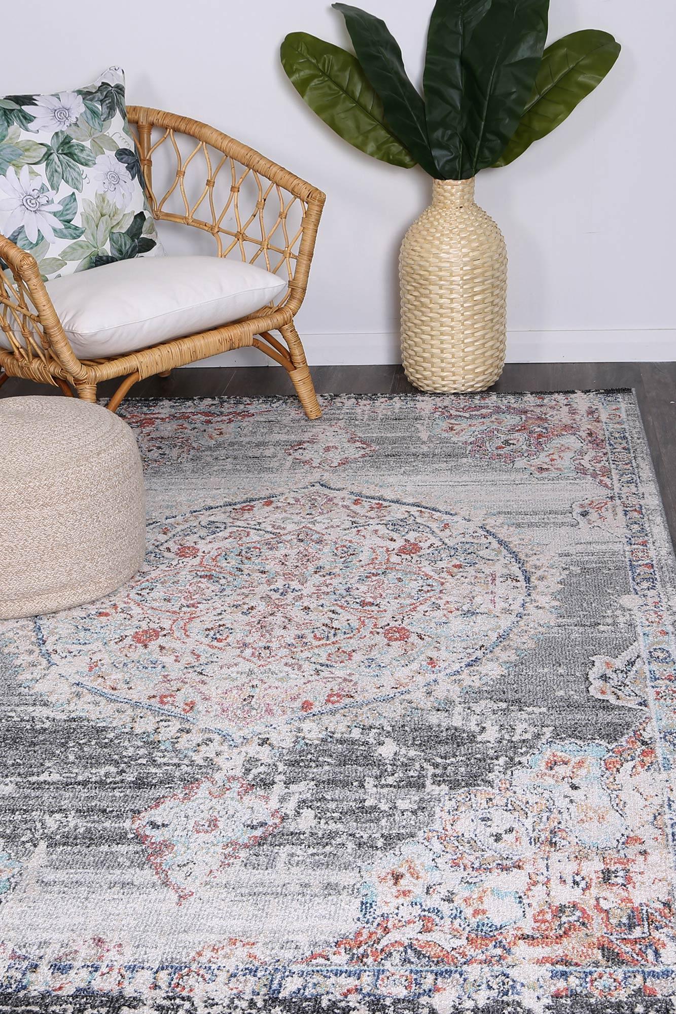 Hollow Medalion Transitional Grey Rug 160x160cm - John Cootes