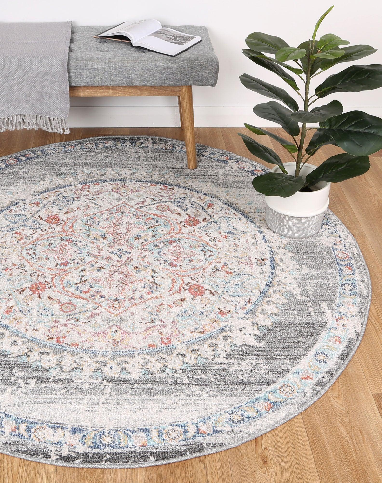 Hollow Medalion Transitional Grey Rug 160x160cm - John Cootes