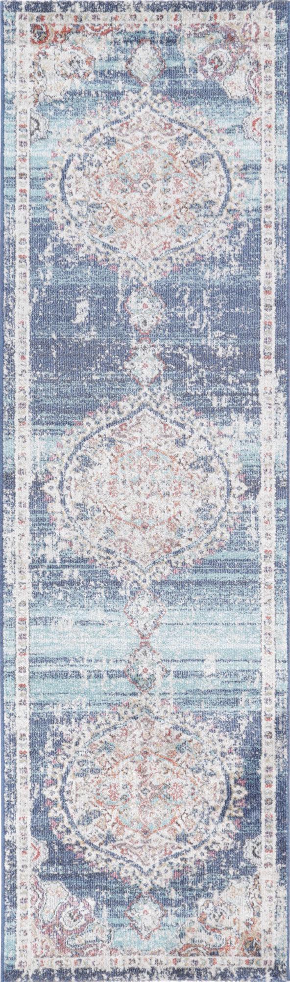 Hollow Medalion Transitional Navy Multi Rug 160x160cm - John Cootes