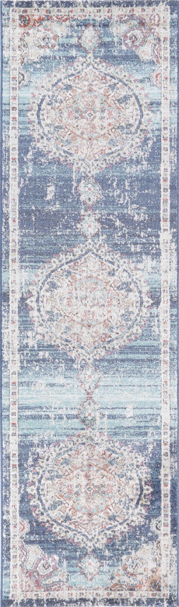 Hollow Medalion Transitional Navy Multi Rug 200x290 cm - John Cootes