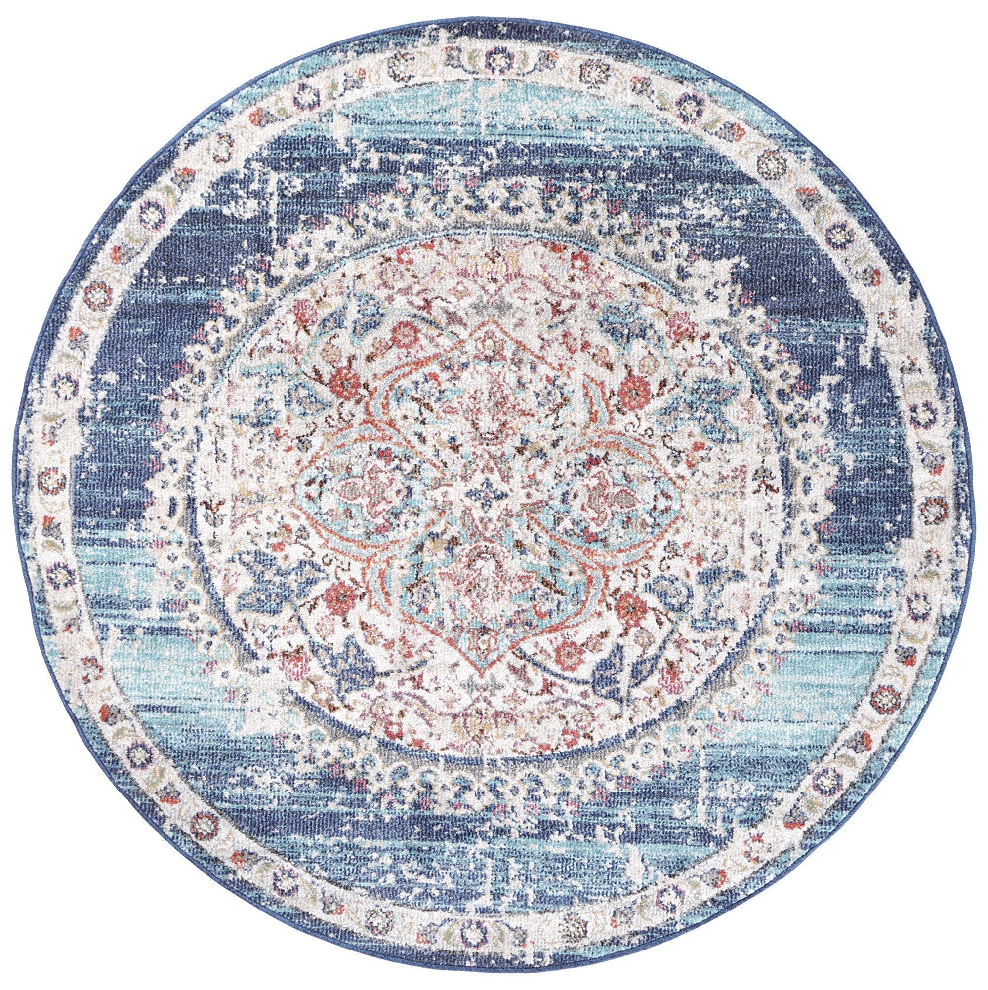 Hollow Medalion Transitional Navy Multi Rug 200x290 cm - John Cootes