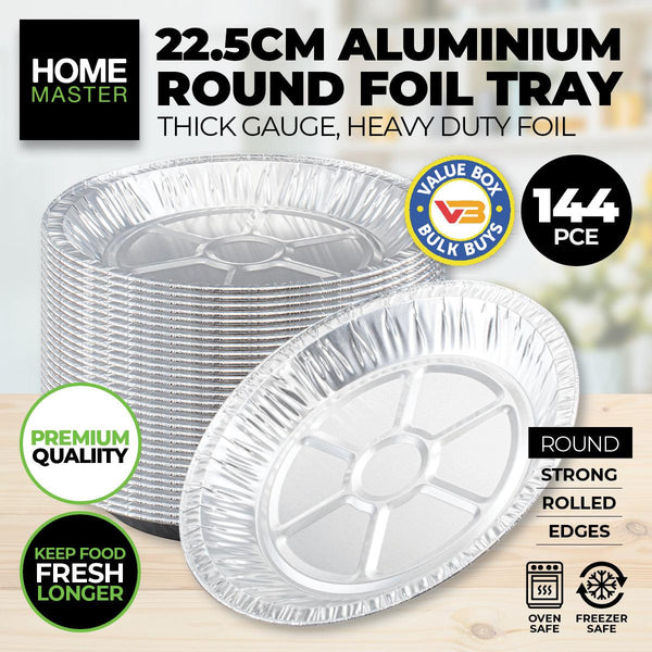 Home Master 144PCE Aluminium Foil Trays Round Premium Quality 22.5cm - John Cootes