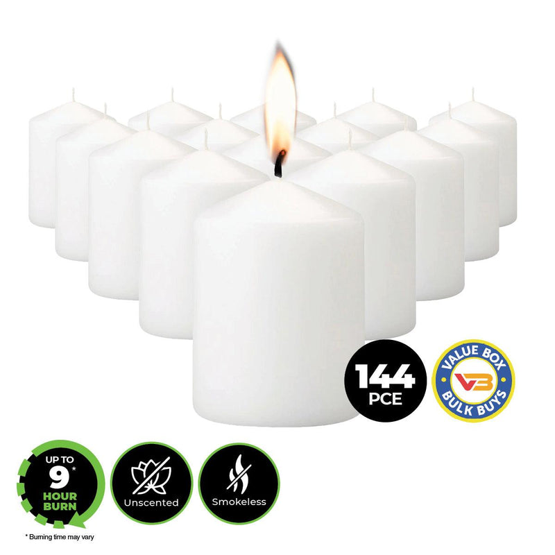 Home Master 144PCE Votive Candles White Home Décor Party Wedding 5cm - John Cootes