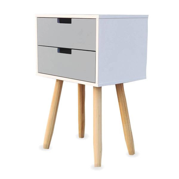 Home Master 2 Drawer Side Table Modern Sleek &amp; Stylish Neutral Design 61cm - John Cootes