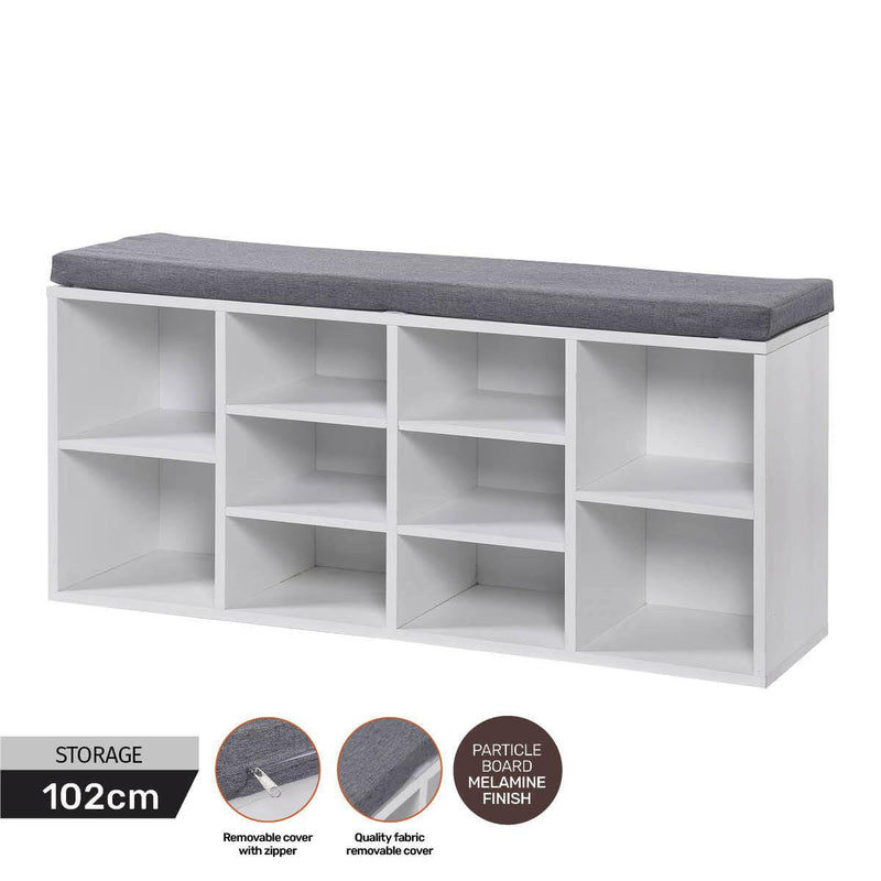 Home Master 2-In-1 Storage/Shoe Cabinet With Padded Cushion Bench 102cm - John Cootes