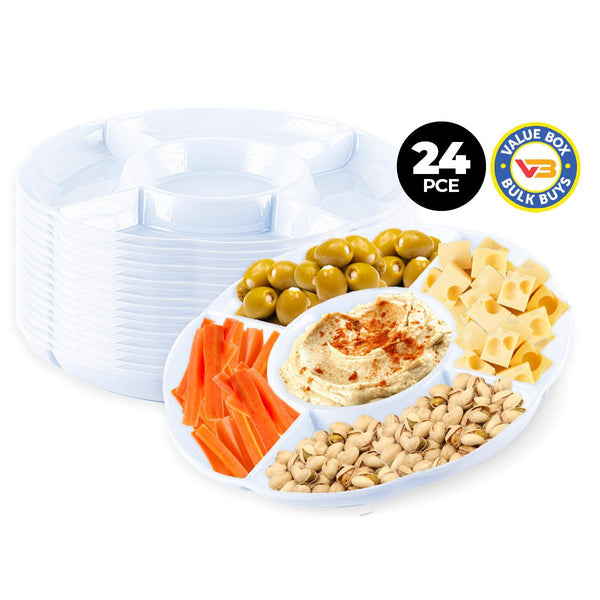 Home Master 24PCE Melamine Serving Tray/Platter 5 Sections Finger Foods Bulk 28cm - John Cootes