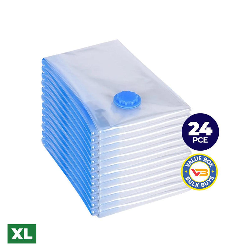Home Master 24PCE Vacuum Storage Bags X-Large Re-Usable 110 x 100cm - John Cootes