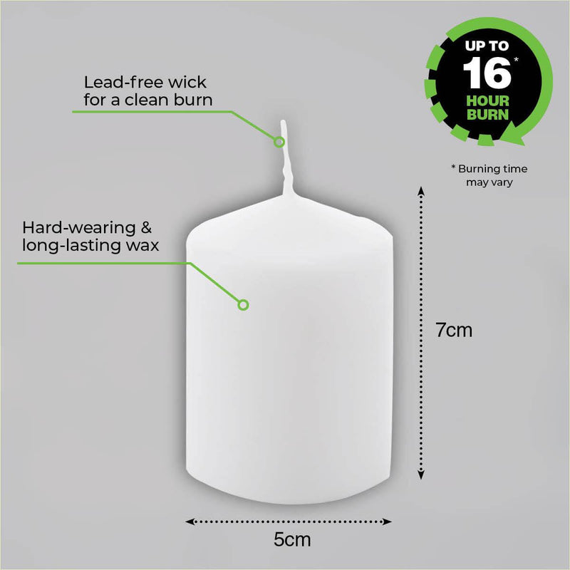 Home Master 36PCE Pillar Candles White Unscented Lead Free Wick 16 Hours 7cm - John Cootes