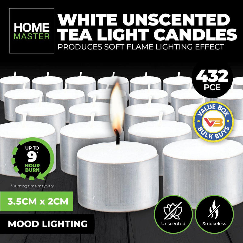 Home Master 432PCE Unscented Tealight Candles Home Décor Party Wedding - John Cootes
