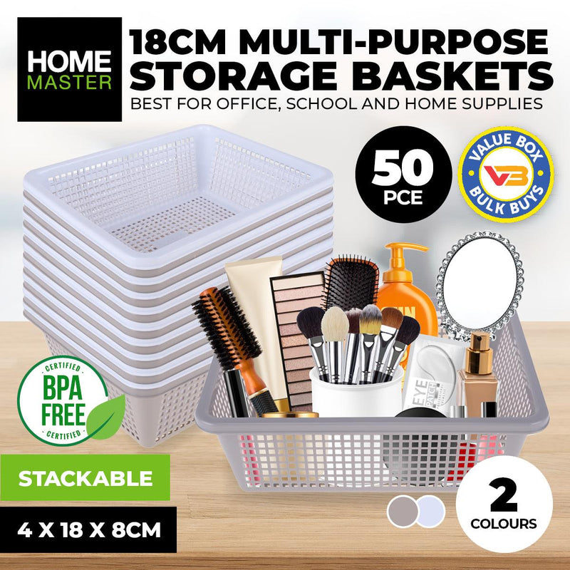 Home Master 50PCE Storage Baskets Stackable Multipurpose Space Saving Bulk 18cm - John Cootes