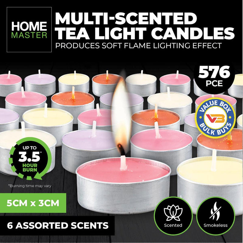 Home Master 576PCE Multi-Scented Tealight Candles Home Décor Party Wedding - John Cootes