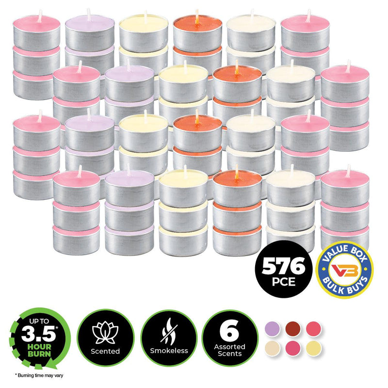 Home Master 576PCE Multi-Scented Tealight Candles Home Décor Party Wedding - John Cootes