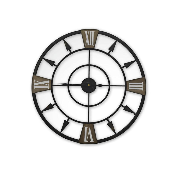 Home Master Wall Clock Antique Style Roman Numerals Metal Accents 60cm - John Cootes