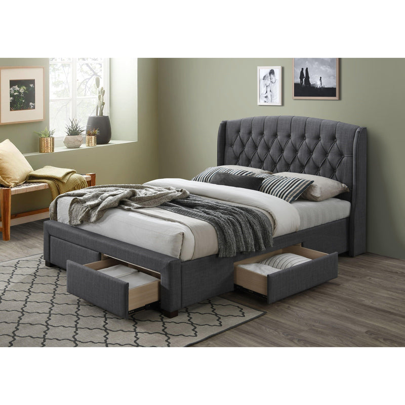 Honeydew Double Size Bed Frame Timber Mattress Base With Storage Drawers - Grey - John Cootes