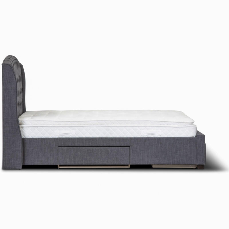 Honeydew Double Size Bed Frame Timber Mattress Base With Storage Drawers - Grey - John Cootes